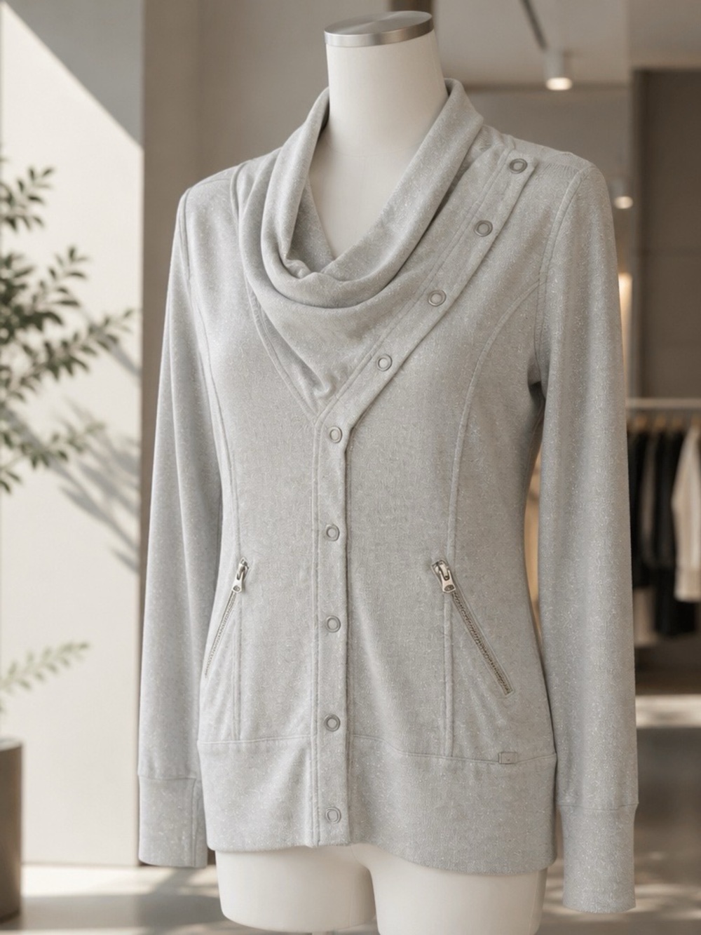 Armani Exchange Women's Shimmer Knit Cowl Neck Cardigan Designer hacker women M